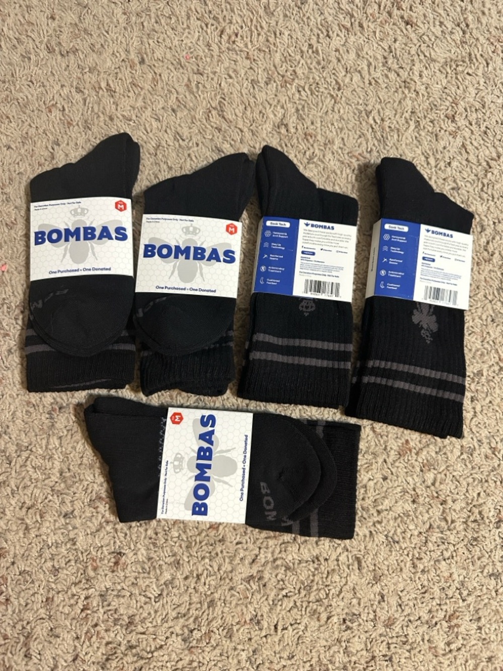 Bombas black Crew Socks - Pack
